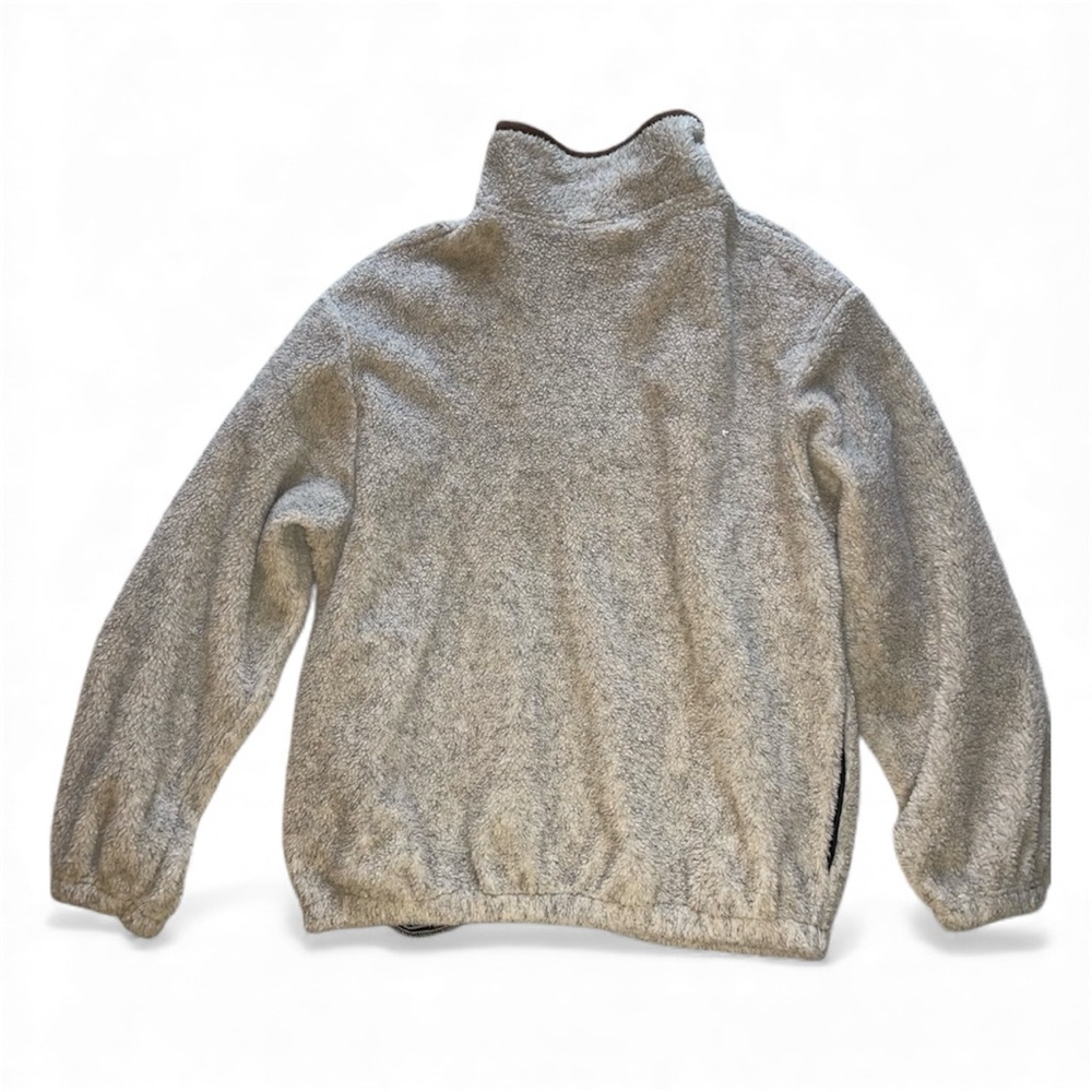 Timberline Colorado Cozy Quarter Zip-Up Pullover Sweater in Light Gray/Cream - Picture 3 of 8